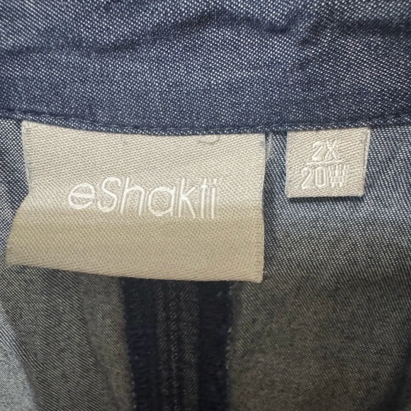 eShakti Dark Blue Chambray Cotton Dress Size 20W - Picture 4 of 5